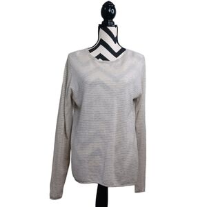 Ply Cashmere Striped 100% Cashmere Sz XL Contemporary Minimalist Neutral Sweater